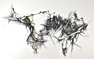 Dessin intitulée "entrelacs 1" par Alain Durand, Œuvre d'art originale, Encre