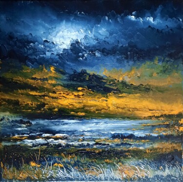 Peinture intitulée "Une nuit spéciale" par Florence V. Henric, Œuvre d'art originale, Huile Monté sur Châssis en bois