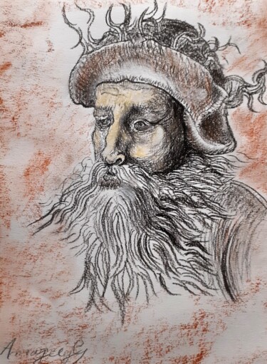 Le Capitaine du Navire Fantôme Dessin intitulée "Le Capitaine du Nav…" par Amazeigh Bouzékri, Œuvre d'art originale, Conté