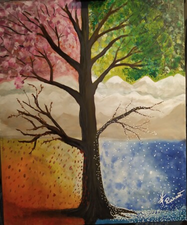 Painting titled "Las cuatro estacion…" by Vidal Fernández Richart, Original Artwork, Acrylic
