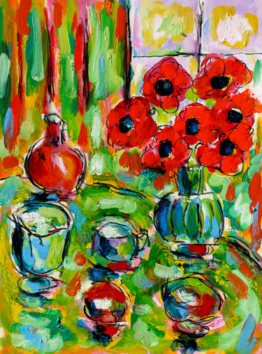 Painting titled "Bouquet printanier" by Jean Mirre, Original Artwork, Oil