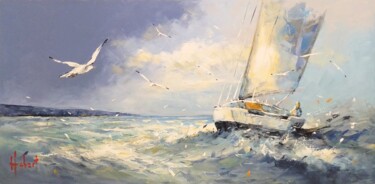 Peinture intitulée "Face au vent" par Franck Hebert, Œuvre d'art originale, Huile