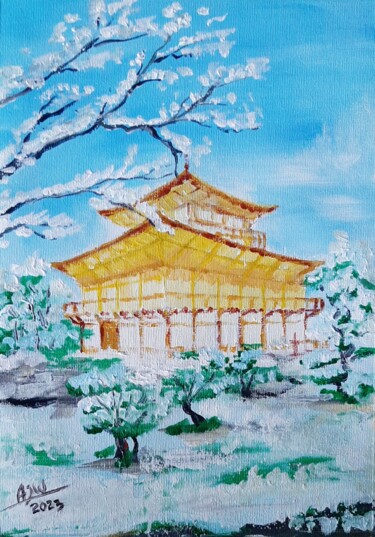 "Kinkakuji at Kyoto…" başlıklı Tablo Ajw tarafından, Orijinal sanat, Akrilik