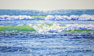 Painting titled "Ocean. Waves. Light." by Iryna Kastsova, Original Artwork, Acrylic Mounted on Wood Stretcher frame