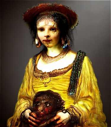 Digital Arts titled "IN THE STYLE OF REM…" by Josep Domènech, Original Artwork, AI generated image Mounted on Cardboard