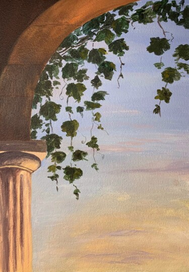 Peinture intitulée "Arch with grapes" par Daria Kamishanova, Œuvre d'art originale, Acrylique