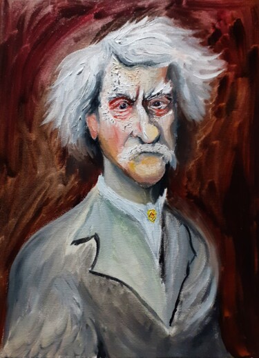 绘画 标题为“Einstein in a Baroq…” 由Amazeigh Bouzékri, 原创艺术品, 油 安装在木质担架架上
