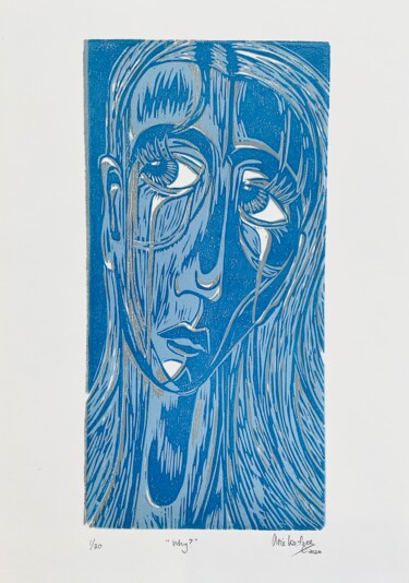 印花与版画 标题为“Why?” 由Arie Coetzee, 原创艺术品, Linocuts