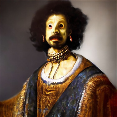 Digital Arts titled "IN THE STYLE OF REM…" by Josep Domènech, Original Artwork, AI generated image Mounted on Cardboard
