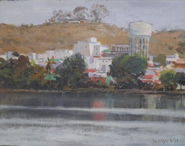 Lakeside Bhopal Malerei mit dem Titel "Lakeside Bhopal" von Bhargavkumar Kulkarni, Original-Kunstwerk, Acryl