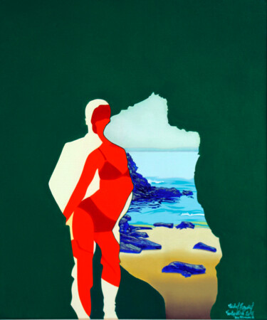 Peinture intitulée "La grotte" par Michel Pezeril, Œuvre d'art originale, Huile Monté sur Châssis en bois