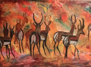 Painting titled "Spacer nocą" by Ewa Mościszko, Original Artwork, Acrylic