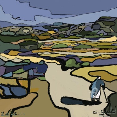 绘画 标题为“Le chemin” 由Cédric Gaillard, 原创艺术品, 油 安装在artwork_cat.上