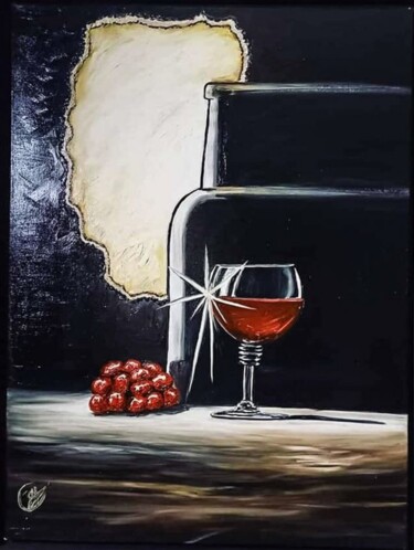 "Le Bon Vin" başlıklı Tablo Joy Caloc tarafından, Orijinal sanat, Petrol Ahşap Sedye çerçevesi üzerine monte edilmiş