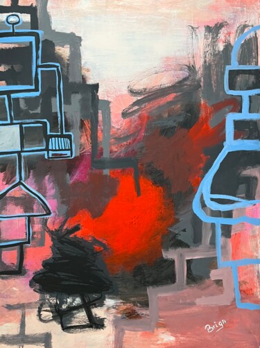Painting titled "Sortir des dédales" by Brigitte Gagné, Original Artwork, Acrylic