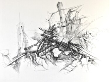 Dessin intitulée "végétal" par Alain Durand, Œuvre d'art originale, Conté