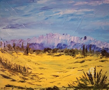 Painting titled "Beaumes-de-venise" by Roberto Urbano, Original Artwork, Oil Mounted on Wood Stretcher frame