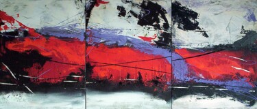 Abstract 3-part original painting Purple river decoration 绘画 标题为“Abstract 3-part ori…” 由Olga David, 原创艺术品, 丙烯 安装在木质担架架上