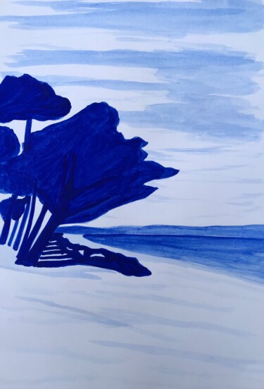Painting titled "Esquisse Cap Coz" by Frédéric Cadiou, Original Artwork, Acrylic