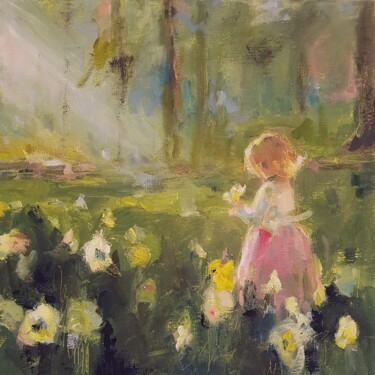 Peinture intitulée "Rayon de soleil" par Isabelle Cotillard, Œuvre d'art originale, Huile Monté sur Châssis en bois