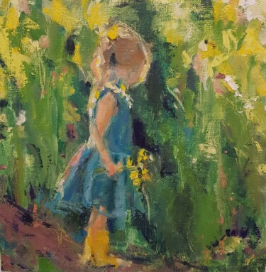 Peinture intitulée "Le temps des jonqui…" par Isabelle Cotillard, Œuvre d'art originale, Huile Monté sur Châssis en bois