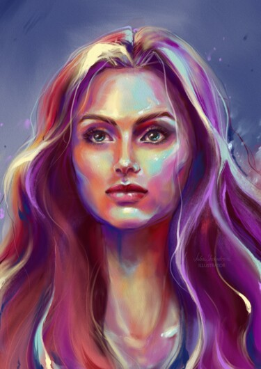 数字艺术 标题为“Stylish portrait” 由Julia Shchedrova, 原创艺术品, 数字油画