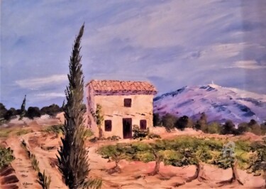 Ζωγραφική με τίτλο "Cabanon de provence" από Roberto Urbano, Αυθεντικά έργα τέχνης, Λάδι Τοποθετήθηκε στο Ξύλινο φορείο σκελ…