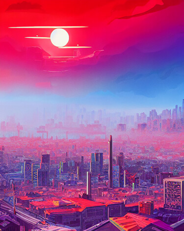 数字艺术 标题为“Morning in town” 由Julija Toth, 原创艺术品, 数字油画
