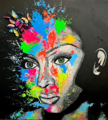 Peinture intitulée "Femme Papillon" par Pascal Petit, Œuvre d'art originale, Acrylique
