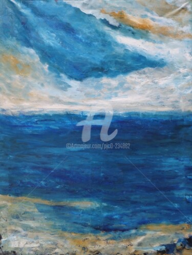 Malerei mit dem Titel "BLEU MARINE" von Pjc, Original-Kunstwerk, Öl Auf Keilrahmen aus Holz montiert