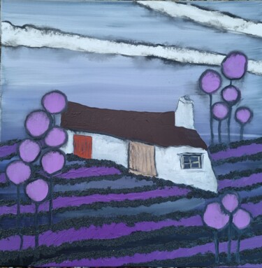 La maison dans la Lavande Peinture intitulée "La maison dans la L…" par Sophie Ackermann, Œuvre d'art originale, Acrylique