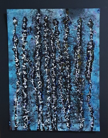 Painting titled "Glissement 6" by Alain V, Original Artwork, Acrylic Mounted on Glass