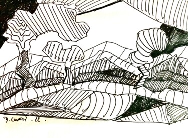 图画 标题为“Campagne” 由Dominique Corti, 原创艺术品, 墨