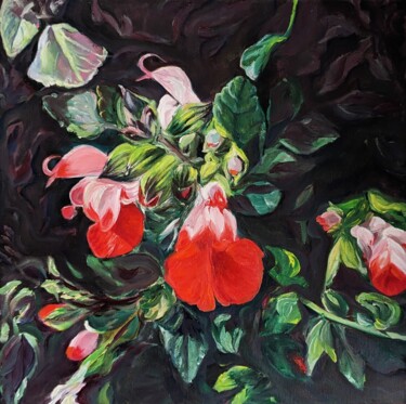 Painting titled "Sauge de Graham" by Olya Ranguelova, Original Artwork, Oil