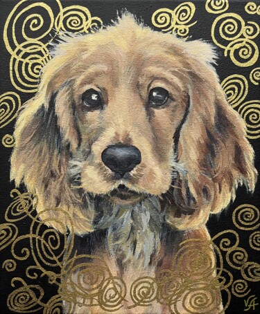 ENGLISH COCER SPANIEL - small painting, original gift, dog Peinture intitulée "ENGLISH COCER SPANI…" par Alona Vakhmistrova, Œuvre d'art originale, Acrylique Monté sur Châssis en bois