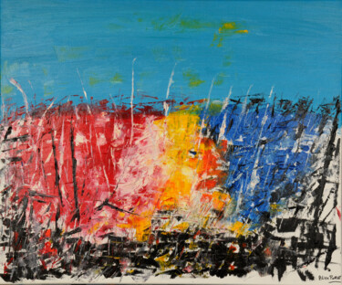 Peinture intitulée "Funny Town" par Aline Pouget, Œuvre d'art originale, Huile Monté sur Châssis en bois