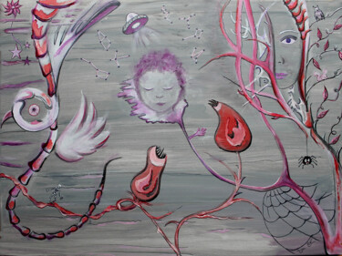 Schilderij getiteld "4 mains" door Nancy Cardinal, Origineel Kunstwerk, Acryl