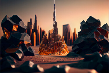 Burj Khalifa... lava Arts numériques intitulée "Burj Khalifa... lava" par Emaga Travels By Emaga Art, Œuvre d'art originale, Image générée par l'…