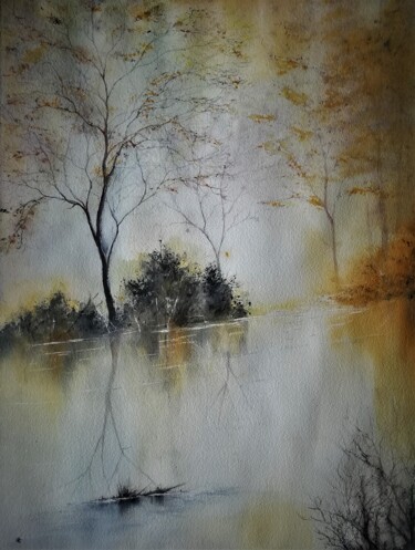 Painting titled "Eau Douce" by Guylaine, Original Artwork, Watercolor