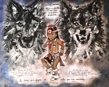 绘画 标题为“L'homme loup” 由Patricia M. Le Démon Du Crayon, 原创艺术品, 丙烯 安装在木质担架架上