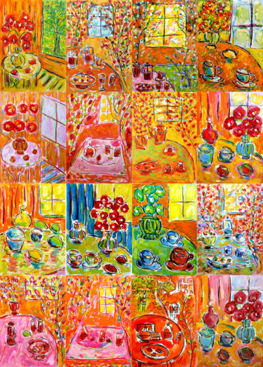 Peinture intitulée "Table et fenêtre" par Jean Mirre, Œuvre d'art originale, Huile
