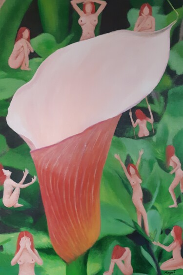 Arum O féeminin Peinture intitulée "Arum O féeminin" par Magali Augris, Œuvre d'art originale, Acrylique Monté sur Châssis en bois
