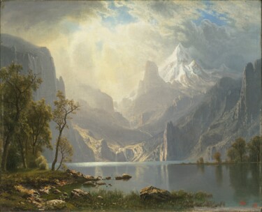 Dans les Sierras Peinture intitulée "Dans les Sierras" par Albert Bierstadt, Œuvre d'art originale, Huile