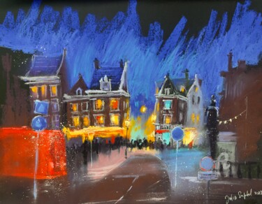 Winter Amsterdam Desenho intitulada "Winter Amsterdam" por Julia Suptel, Obras de arte originais, Pastel