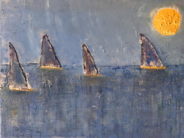 Peinture intitulée "Petits Bateaux" par Philippe Ceulemans, Œuvre d'art originale, Huile