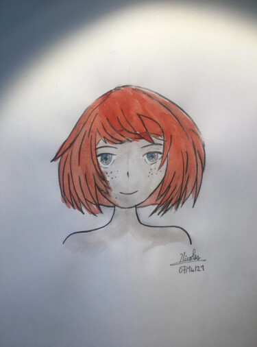 Painting titled "Elodie" by Nicolas Chammat, Original Artwork, Watercolor