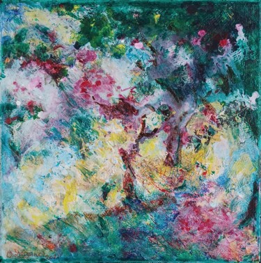 Peinture intitulée "Au verger" par Odile Degand, Œuvre d'art originale, Acrylique Monté sur Châssis en bois