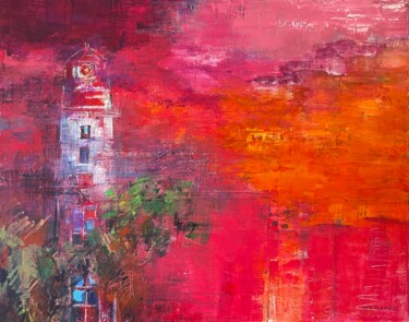 绘画 标题为“le phare” 由Nathalie Grange, 原创艺术品, 丙烯 安装在木质担架架上
