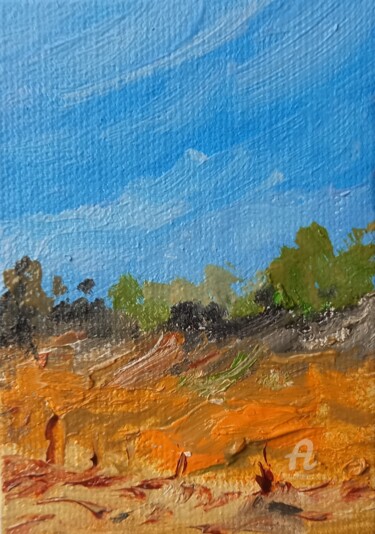Painting titled "Les vignes en novem…" by Roberto Urbano, Original Artwork, Oil Mounted on Wood Stretcher frame