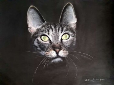 Painting titled "Painting pussy cat…" by Deimante Bruzguliene, Original Artwork, Pastel